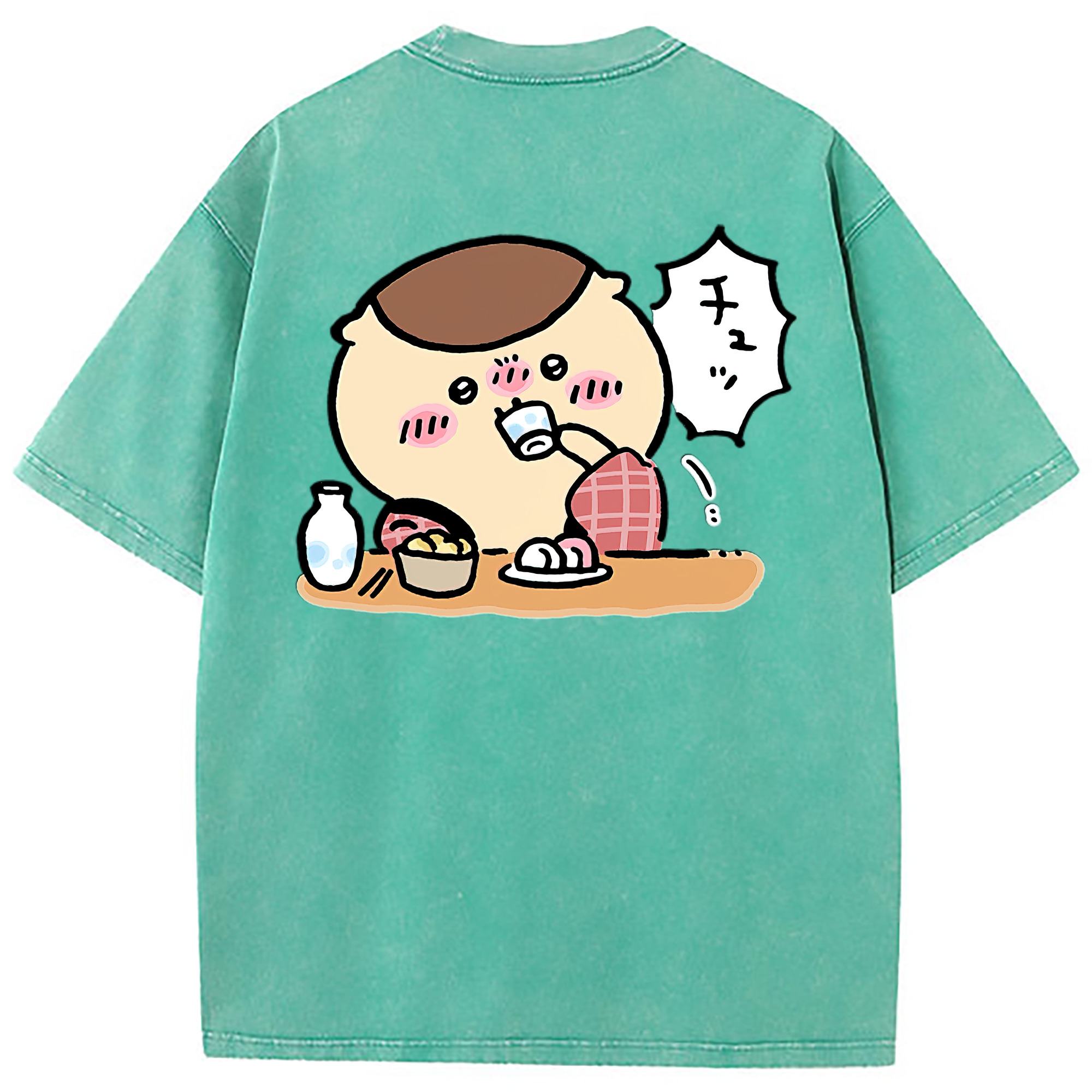 （画像用） ちいかわ くりまんじゅう Chii-kawa kuri manjū 綿100% ヴィンテージ風 半袖Tシャツ（背面プリント）